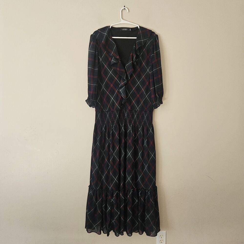 Lauren Ralph Lauren Black Label Plaid Multicolor Maxi Dress Size 16